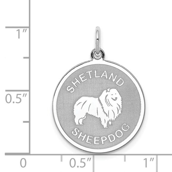 Sterling Silver Laser Etched Shetland Sheepdog Dog Pendant, 19mm - Picture 4 of 5